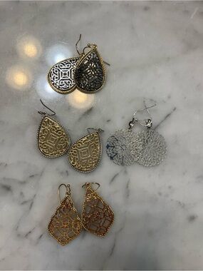 Mixed Metal Filigree Teardrop Earrings - Gold & Silver
